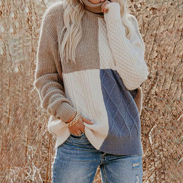 Maglione largo con colore a contrasto