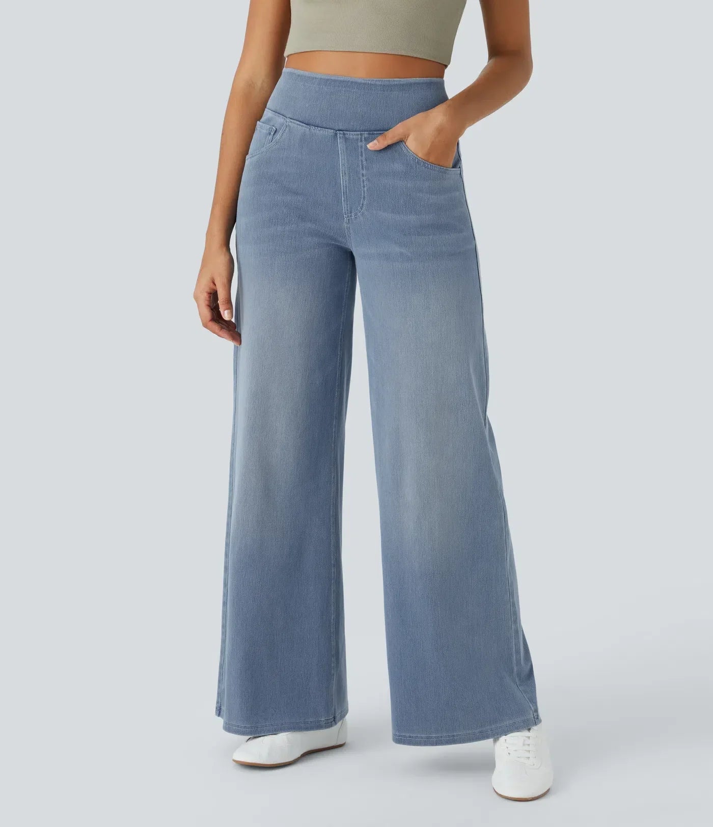 ColaFlex™ Jeans casual con vita alta, tasche multiple e gamba larga