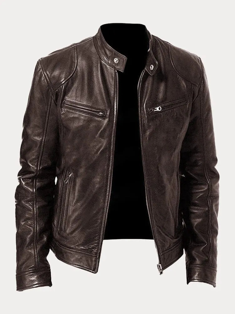 Giacca di pelle casual da uomo